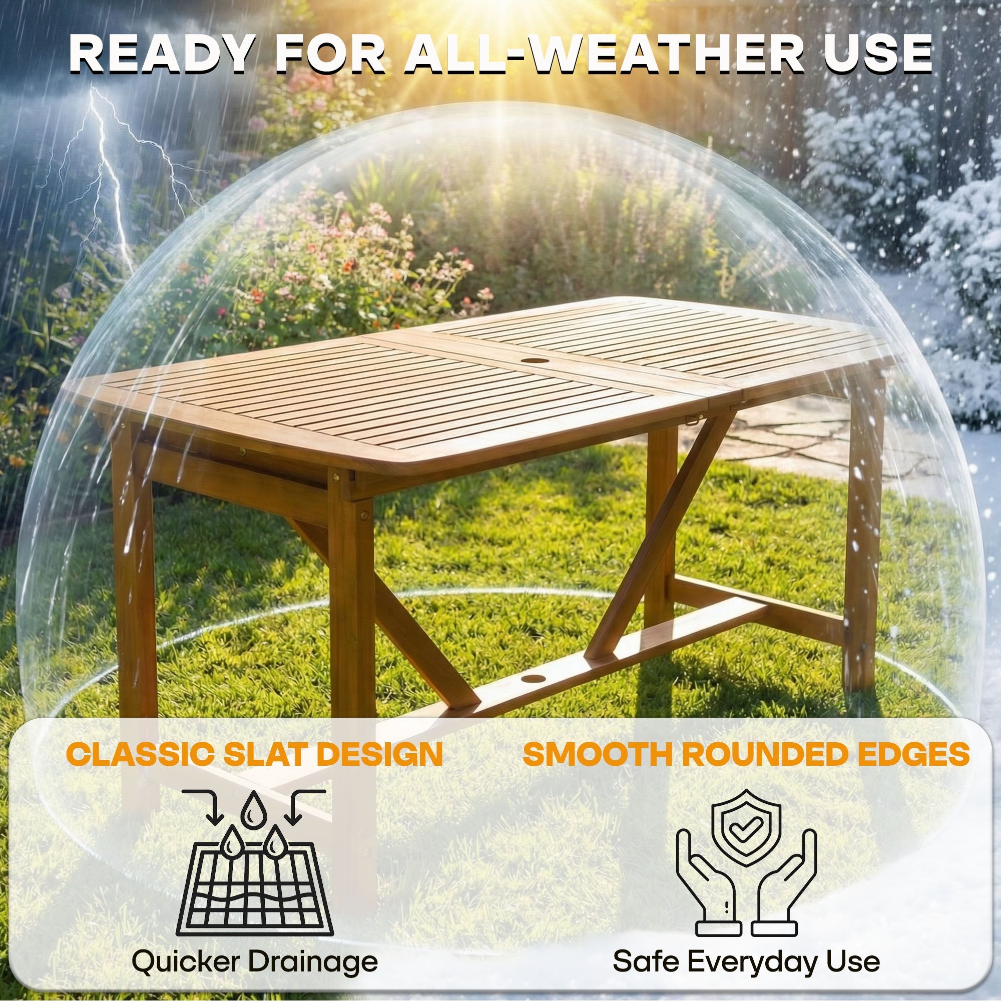 Extendable Indoor/Outdoor Acacia Wood Dining Table