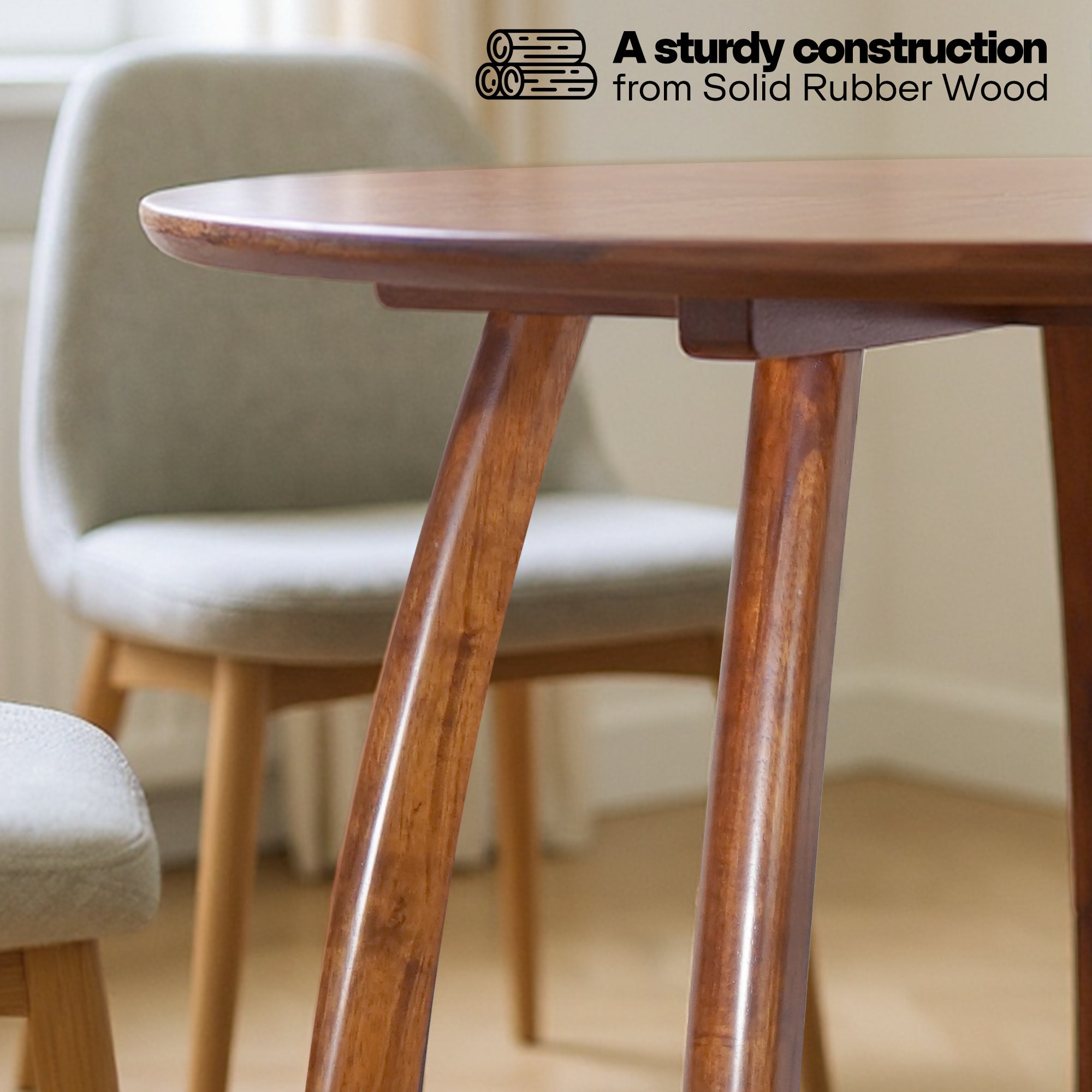 Alma 36 Inch Round Dining Table in Natural or Walnut Finish
