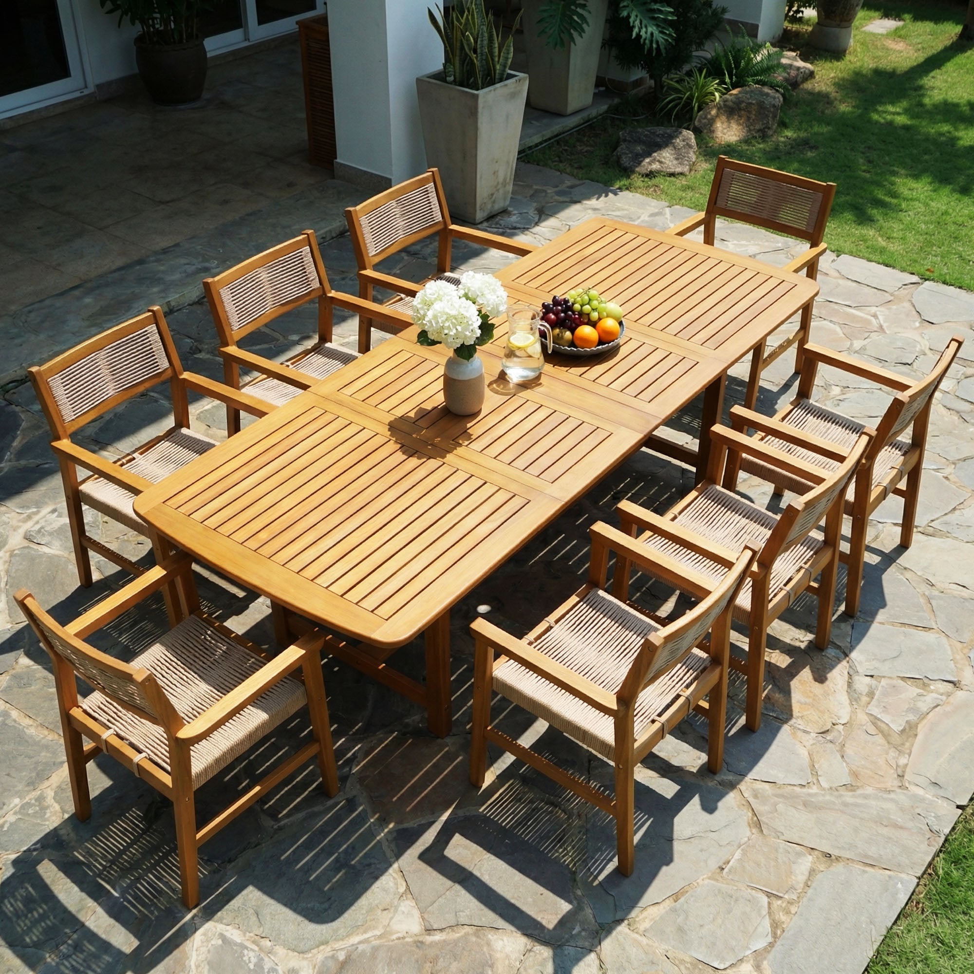 Extendable Indoor/Outdoor Acacia Wood Dining Table
