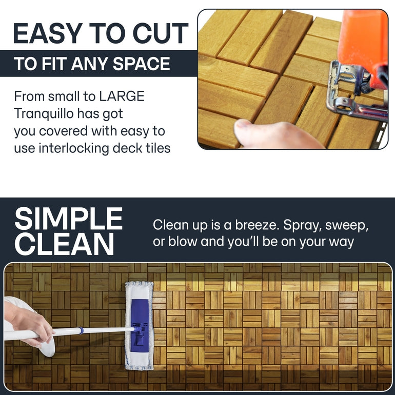 Solid Wood Deck Tiles - Box of 10, 2 Colors