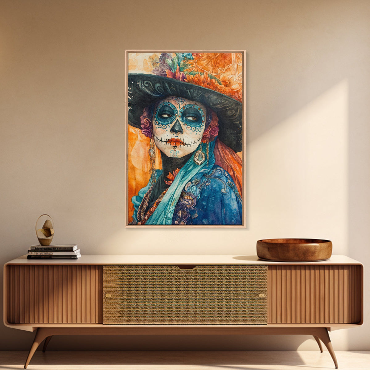 Dia De Los Muertos Framed Canvas Wall Art