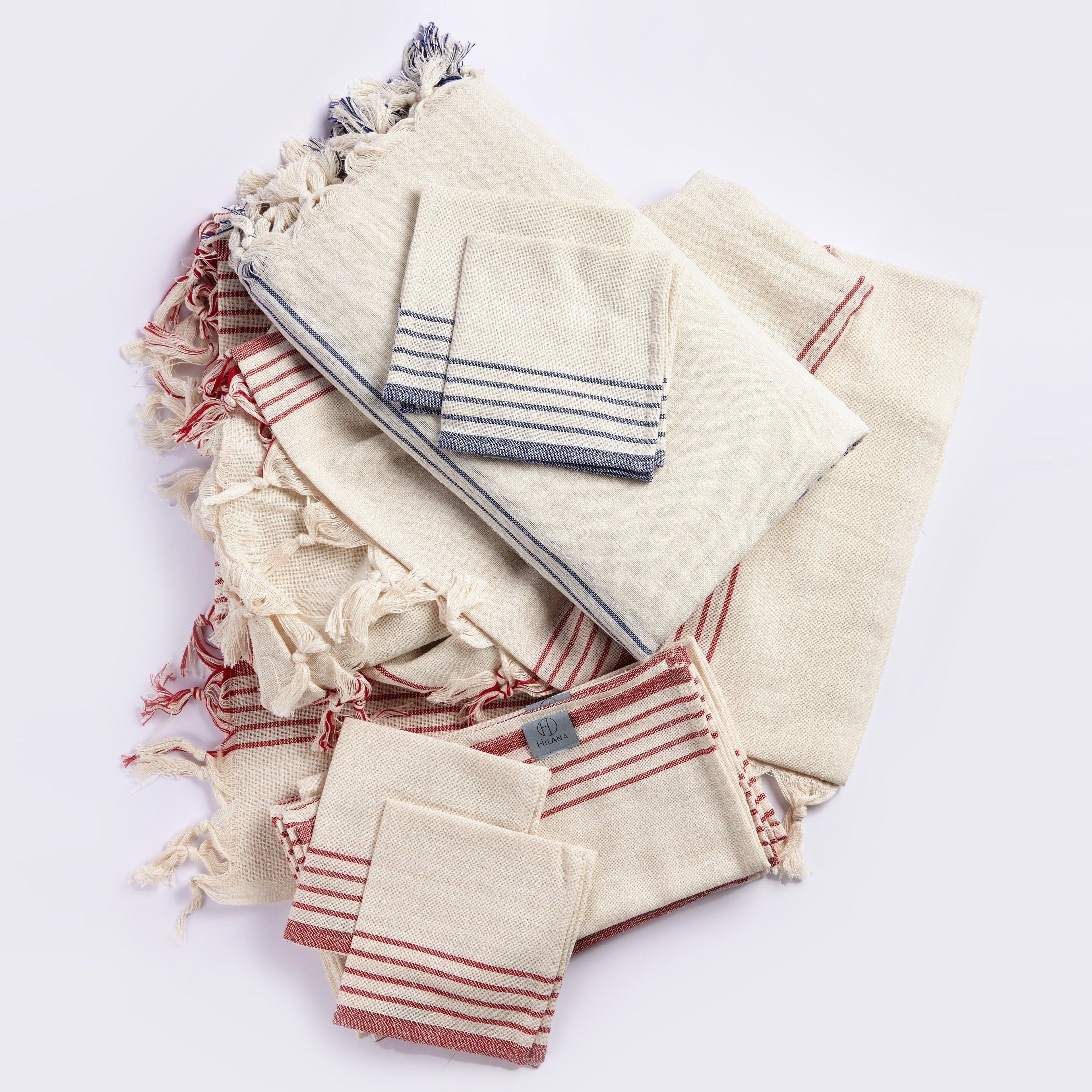 Kayseri Tablecloth/Napkin Set - Red Stripe
