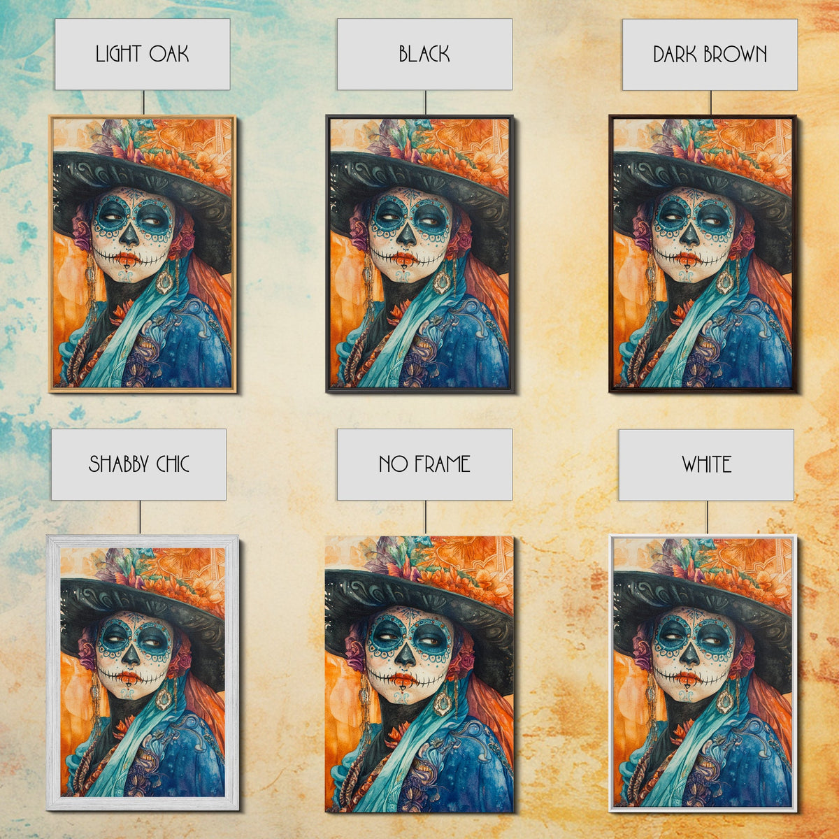 Dia De Los Muertos Framed Canvas Wall Art
