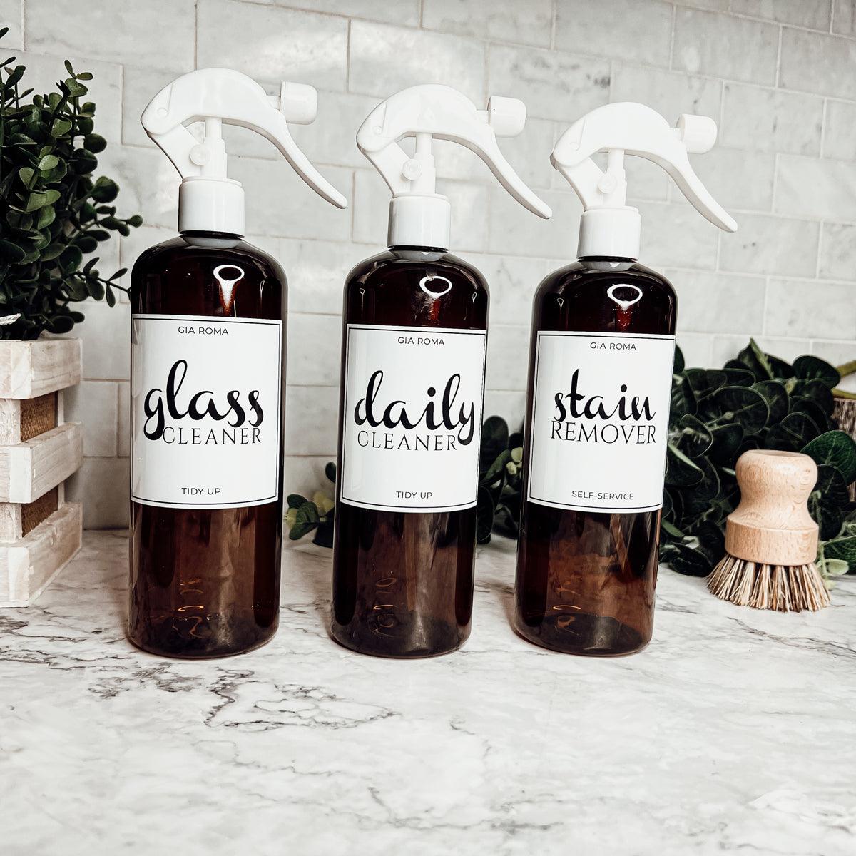 16oz Plastic Cleaning Bottles with Customized Labels