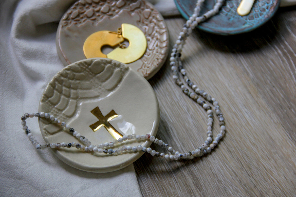 Gold Cross Ring Dish