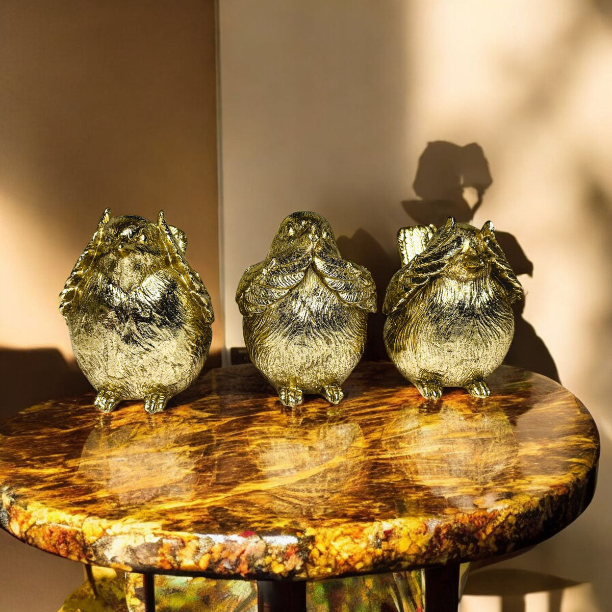 3 Wise Birds Figurines