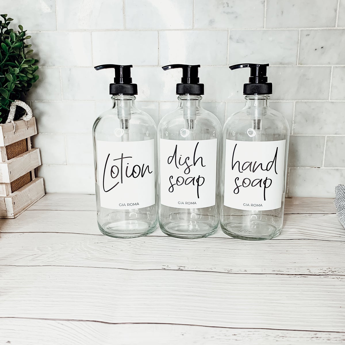 16oz Glass Bottles - Clear/White Label
