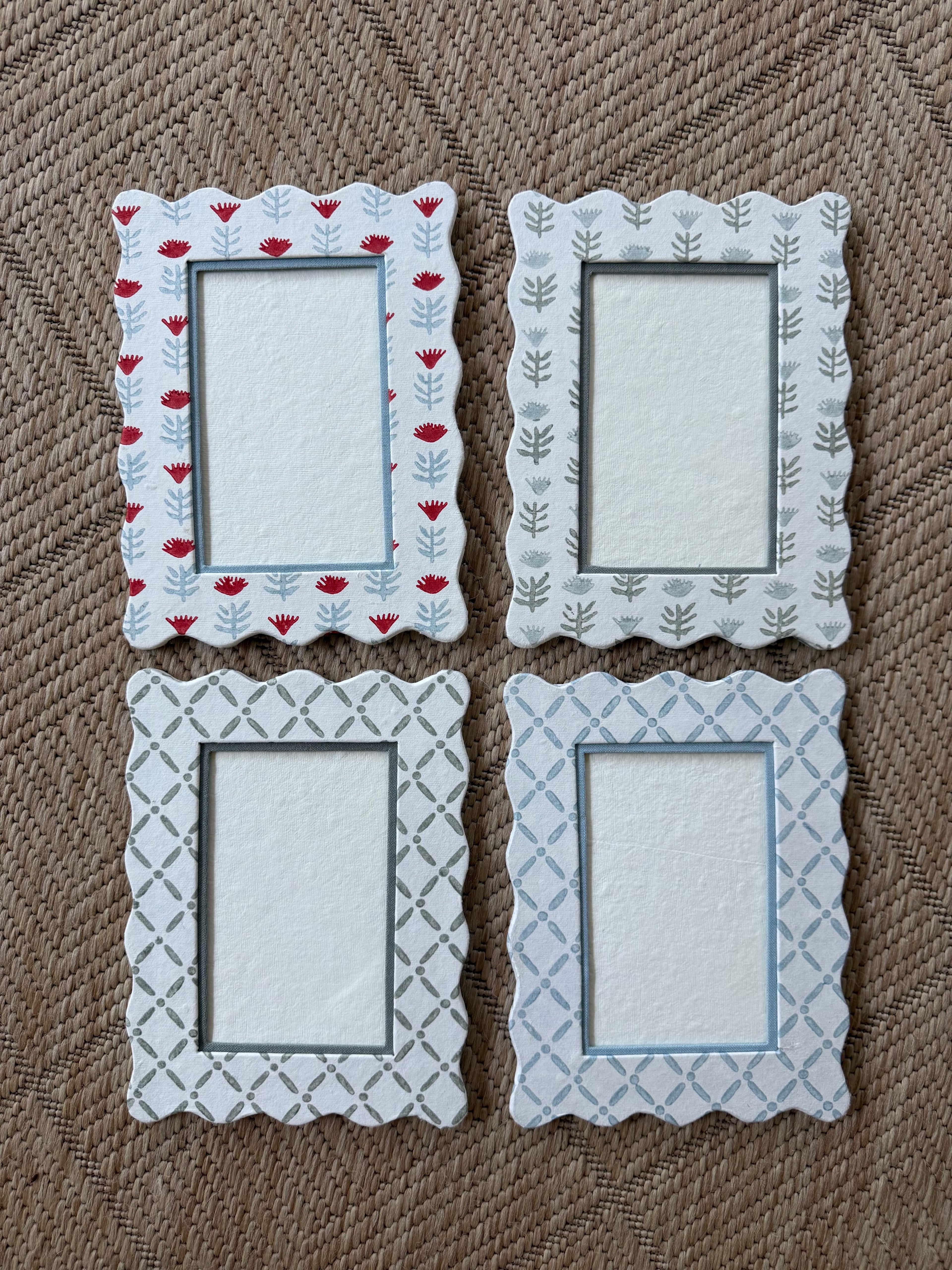 Block Printed Picture Frame - Claire Serene, Floral - 4x6