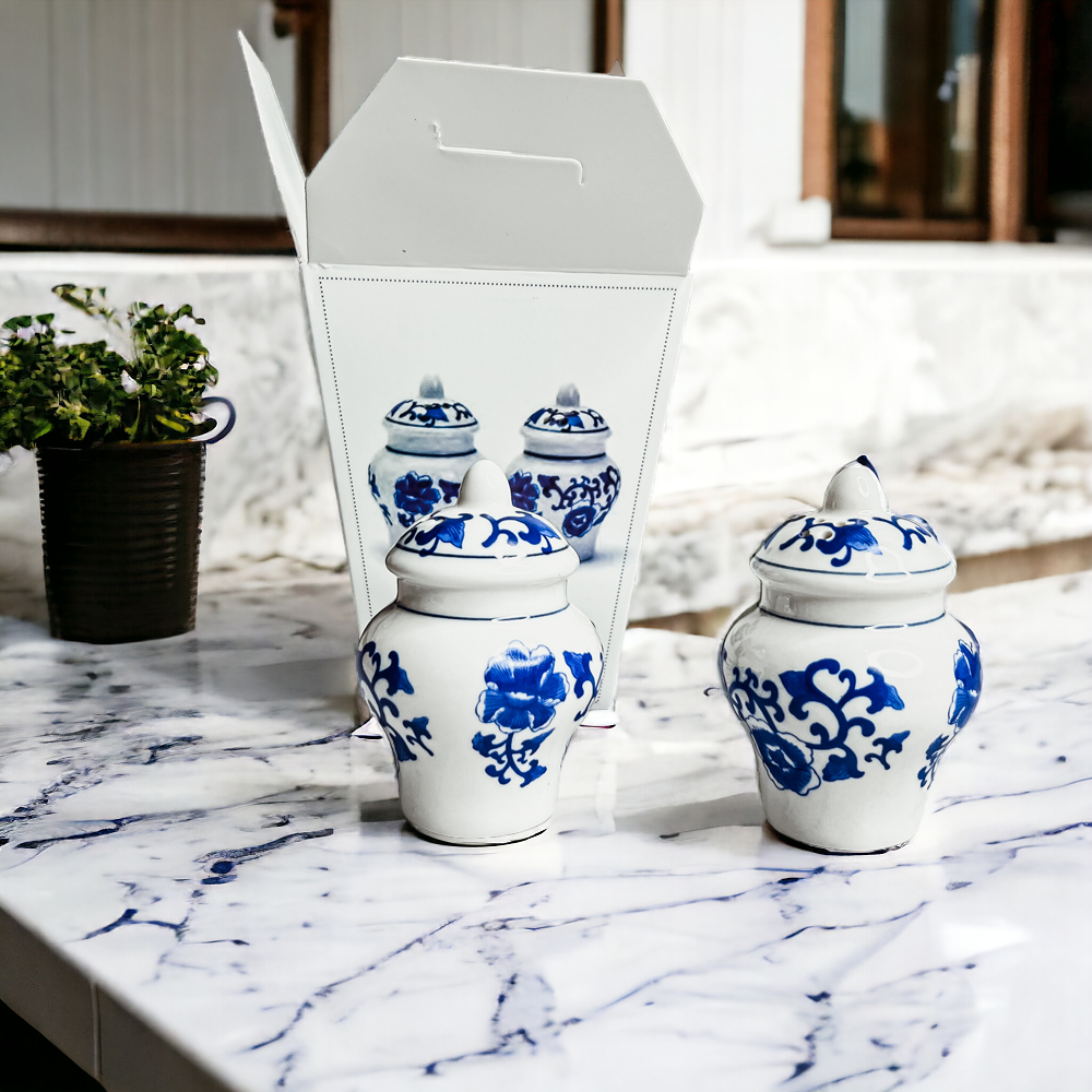 Blue and White Mini Ginger Jar Shakers
