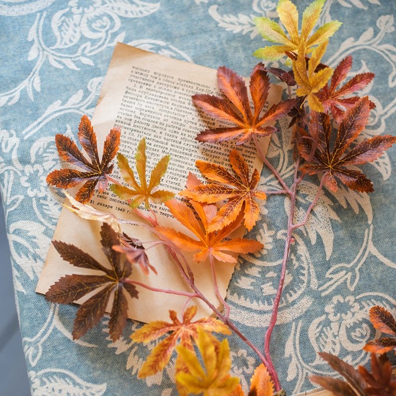 Artificial Fall Color Maple Leaf Stem