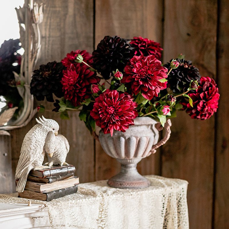 Faux Silk Artificial Blooming Dahlia Stem - 29"