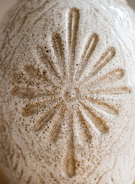 Antique Carved Ceramic Vase in White