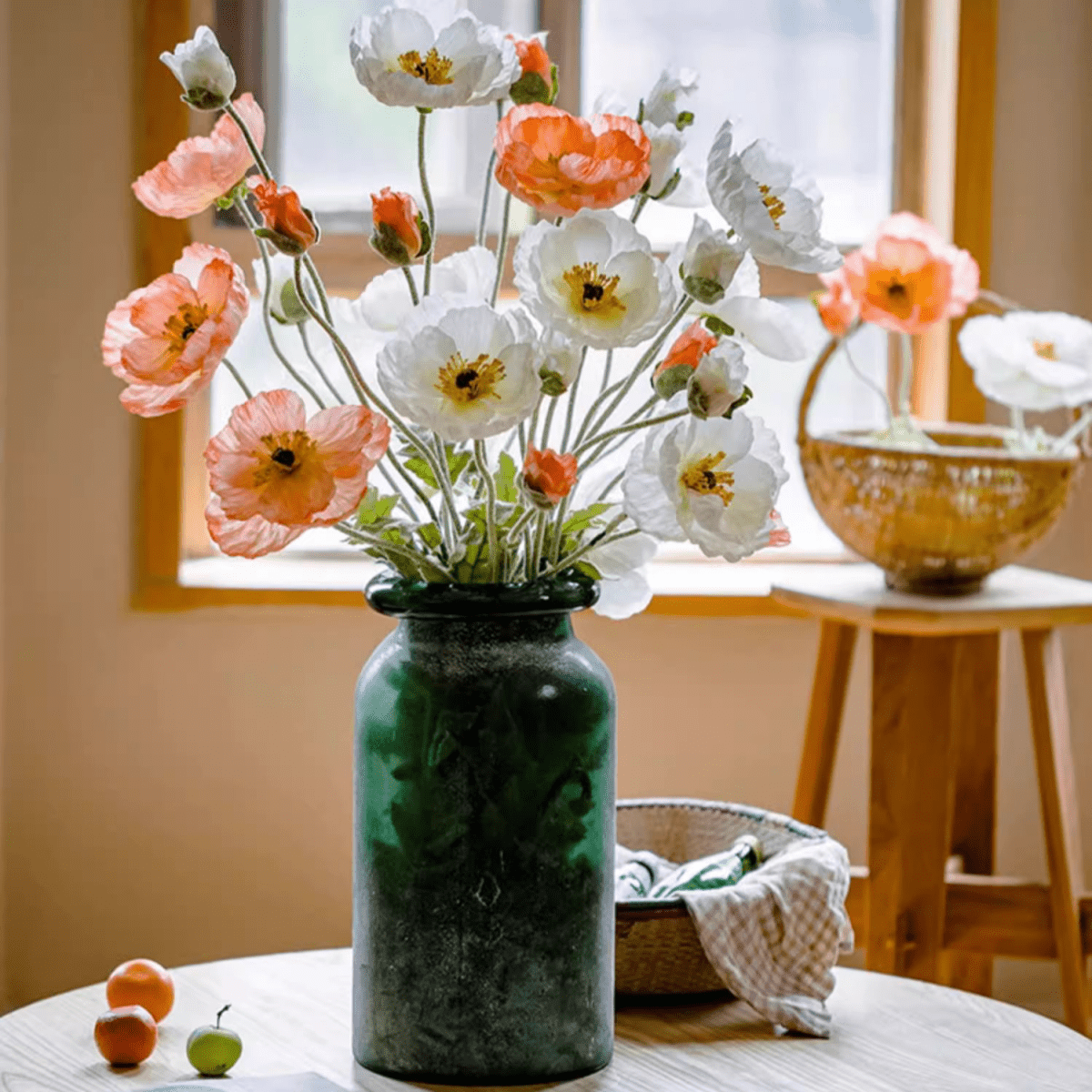 Faux Large Silk Poppy Flower Stem - 41"