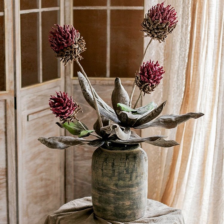 Artificial Tall Stem Flower Mulan Thistle - 43"