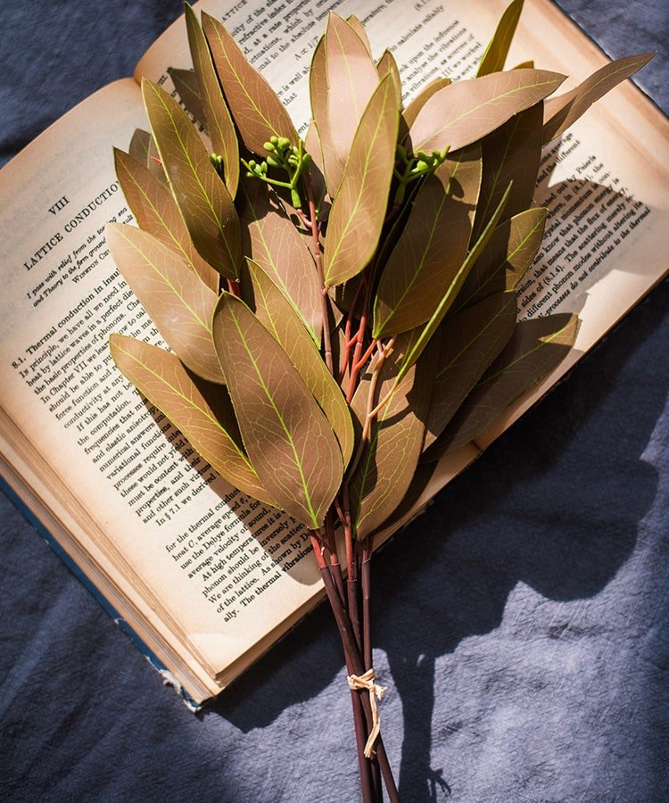 Artificial Oval Leaf Eucalyptus Stem Bundle in Brown - 18"
