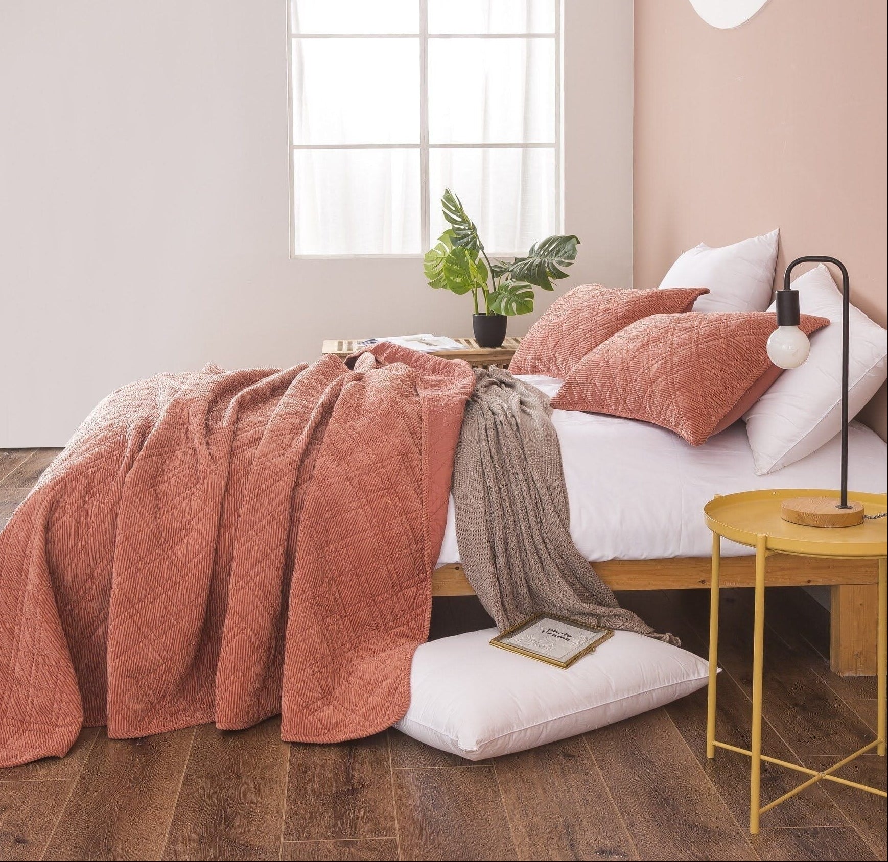 Terracotta Soft Velour Corduroy Bedding Set