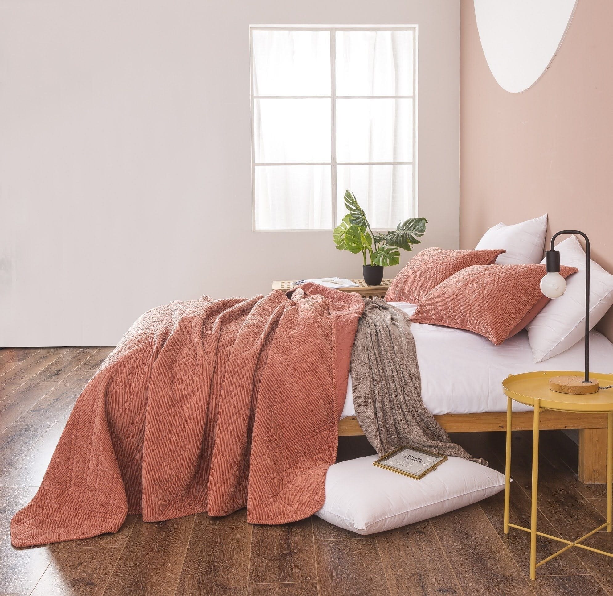 Terracotta Soft Velour Corduroy Bedding Set