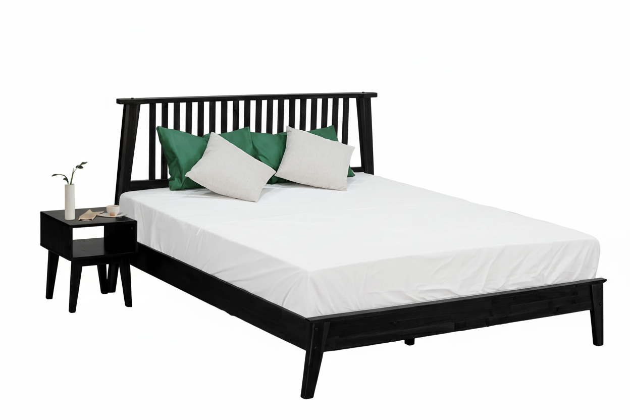 Kaylin Acacia Bed Frame & Nightstand Set