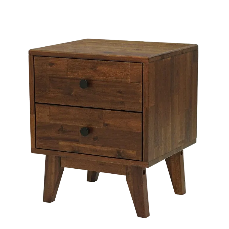 Acacia Silvia 2-Drawer Solid Wood Nightstand for Modern Bedrooms