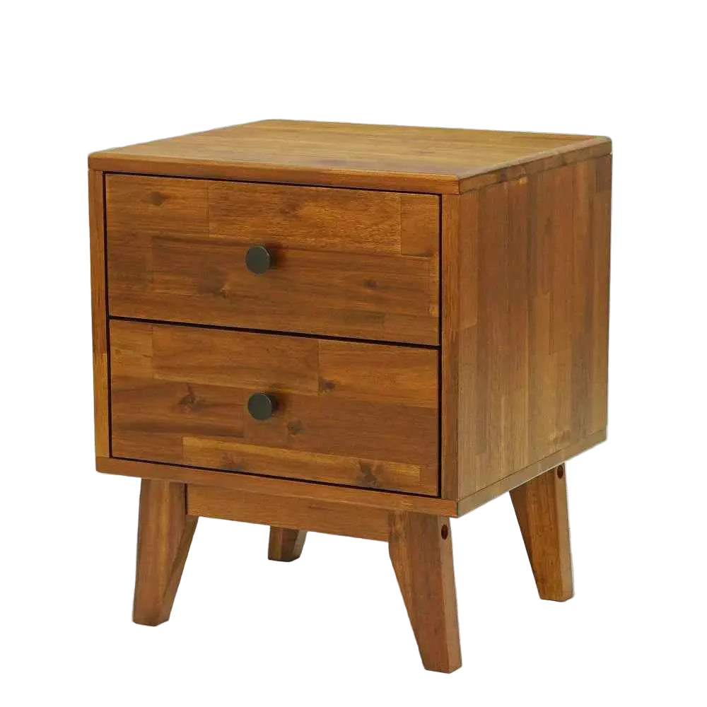 Acacia Silvia 2-Drawer Solid Wood Nightstand for Modern Bedrooms