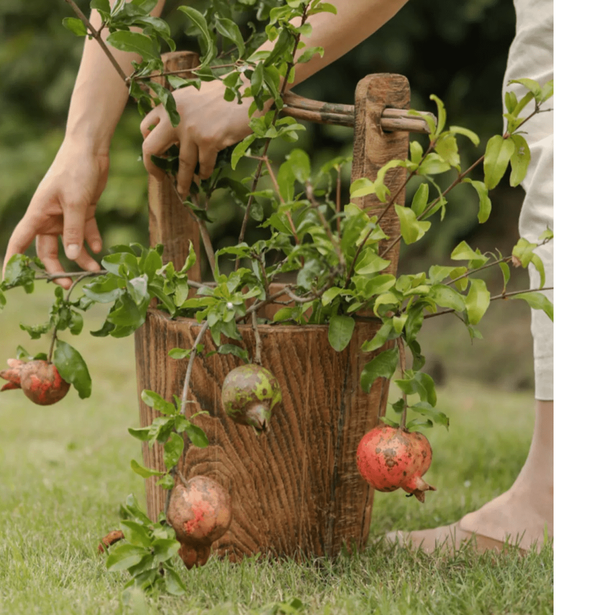 Antique-Style Wooden Round Bucket