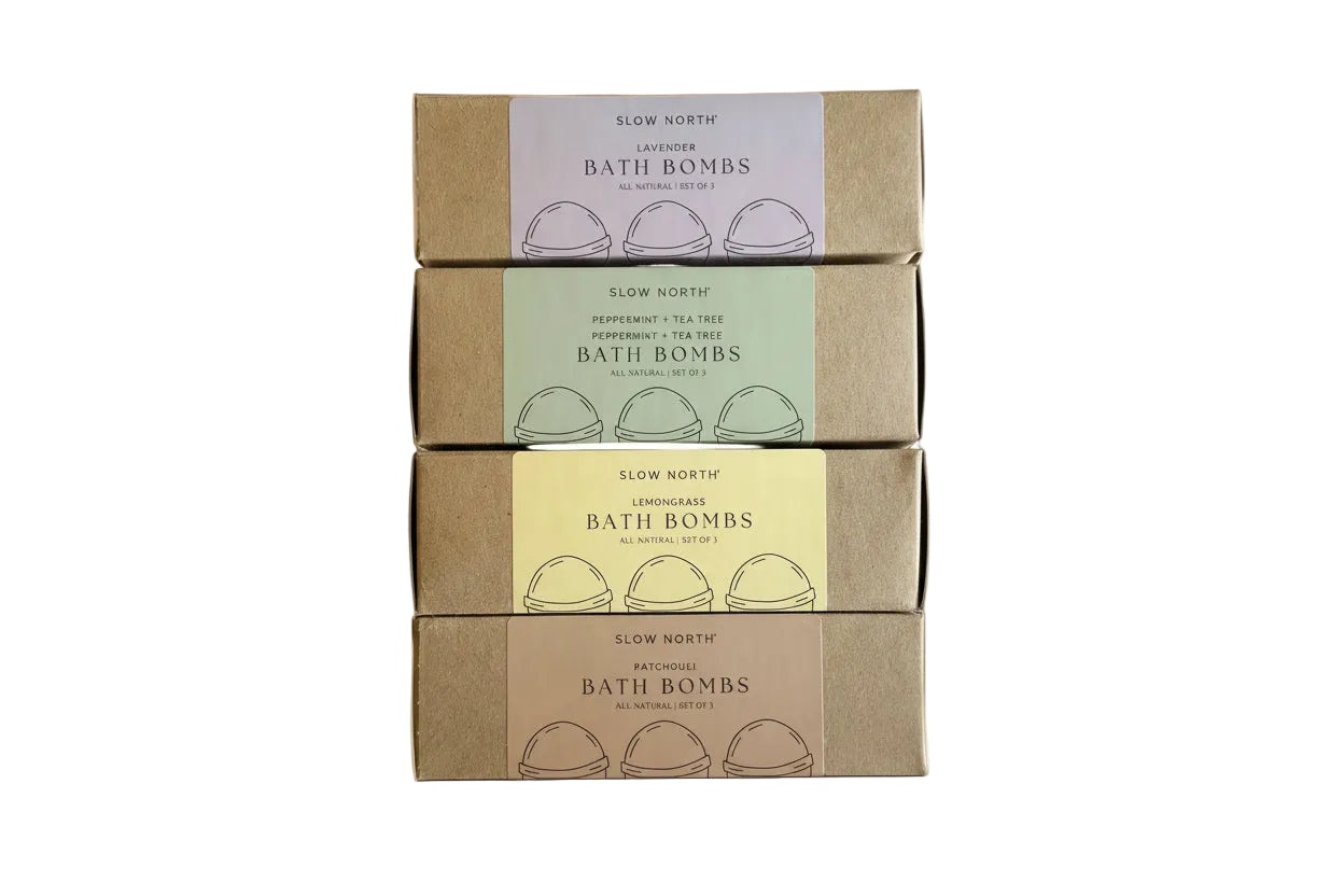 Natural Bath Bomb Set - Peppermint + Tea Tree (Set of 3)