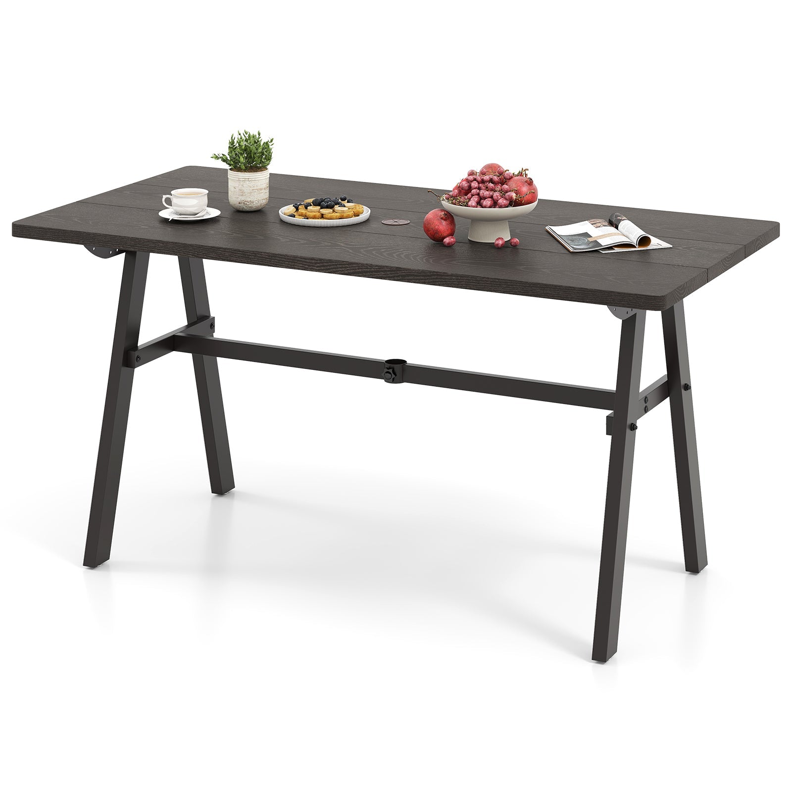 Outdoor Dining Table for 6 - Dark Brown
