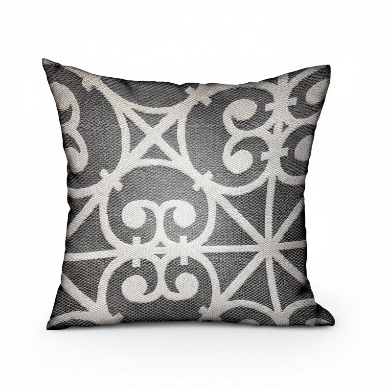 Abalone Truffle Gray Chevron Luxury Outdoor/Indoor Throw Pillow
