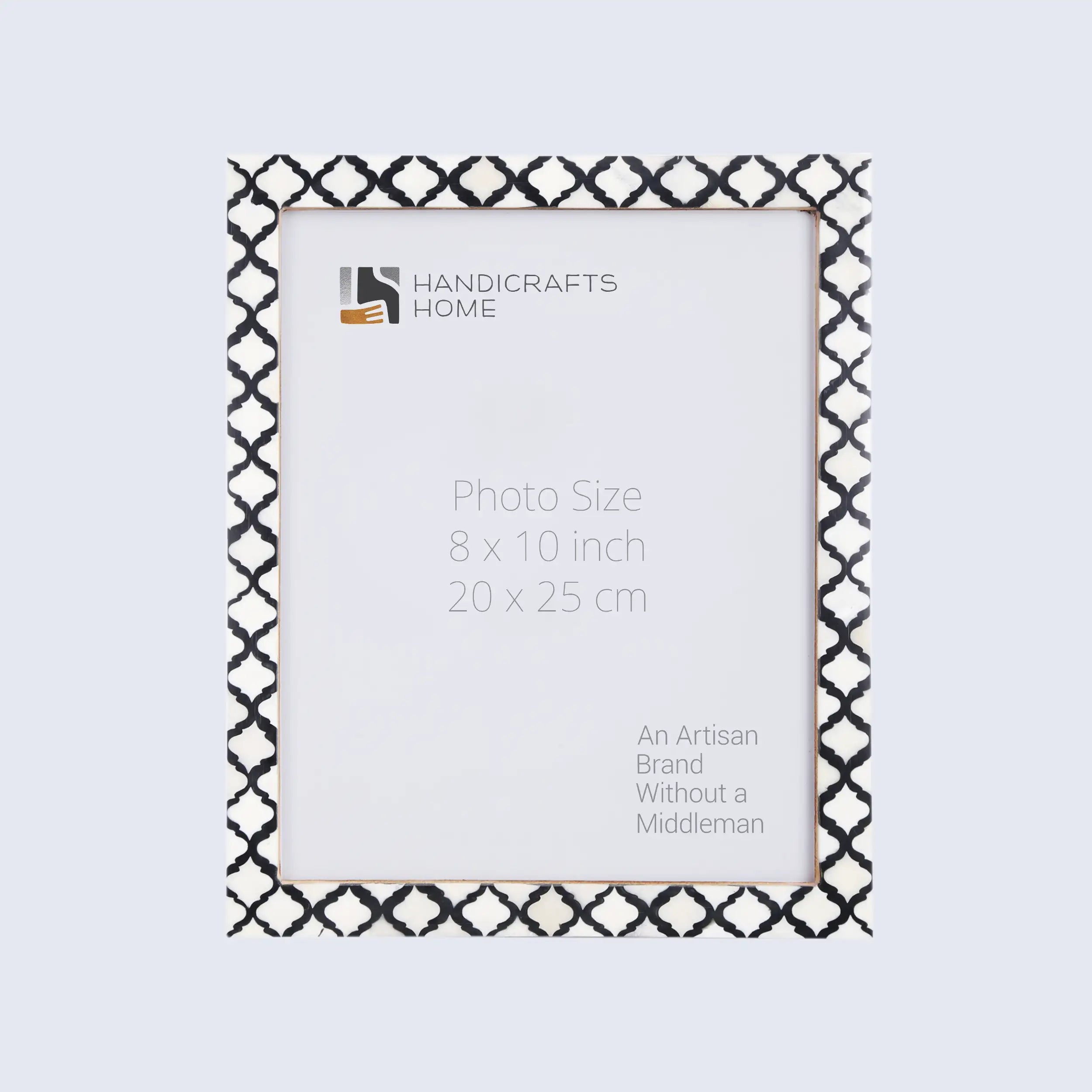 Handmade Moroccan Pattern Bone Inlay Picture Frames - Black/White