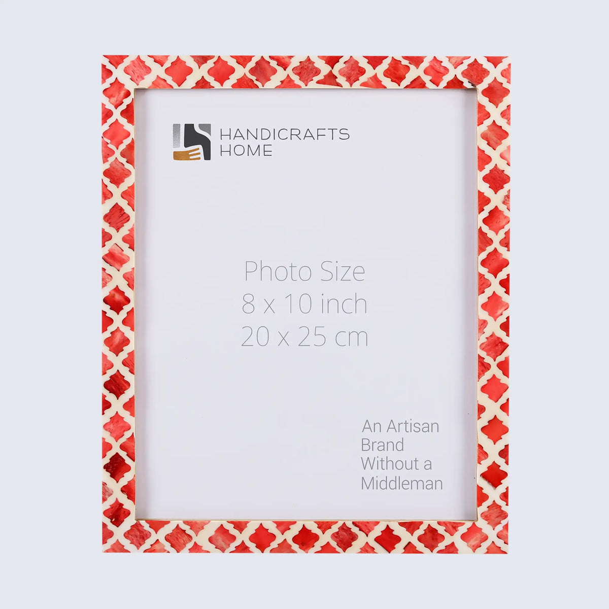 Moroccan Pattern Bone & Resin Inlay Frame - Red