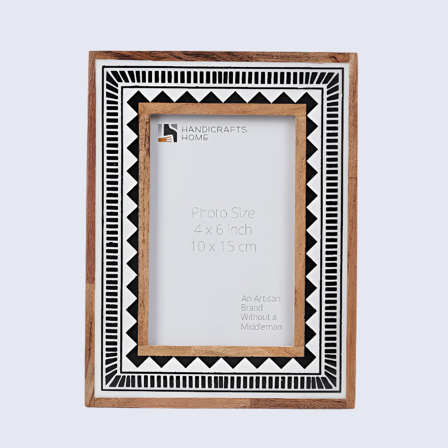 Wood & Resin Inlay Handmade Black & White Geometric Picture Frame