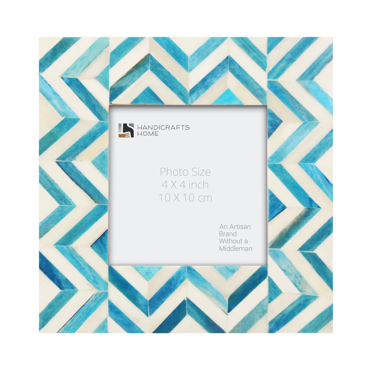 Zigzag Herringbone Bone Inlay Frame - Turquoise & White