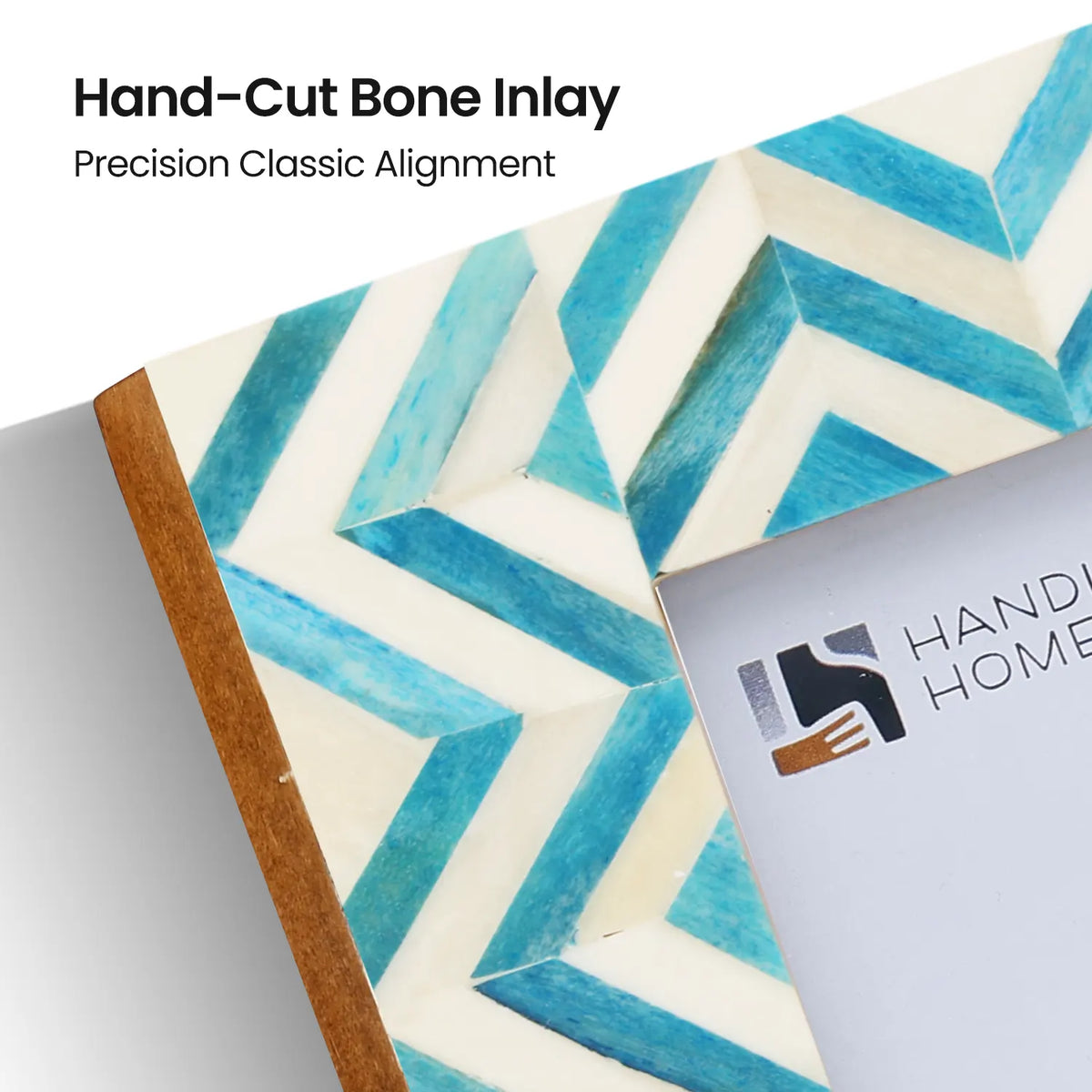 Zigzag Herringbone Bone Inlay Frame - Turquoise & White
