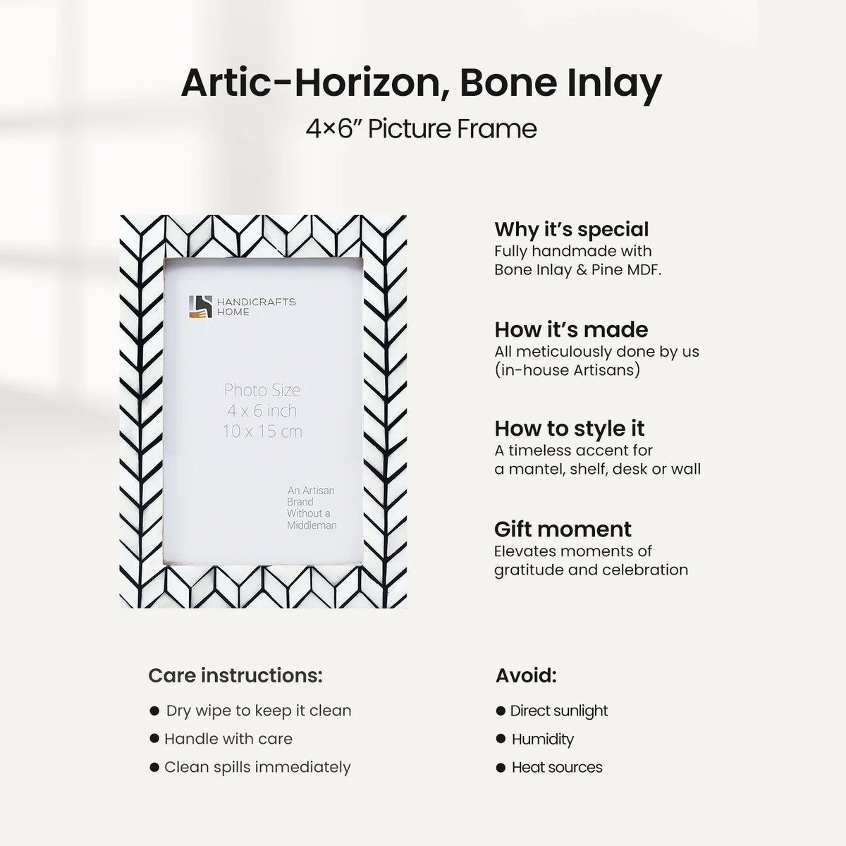 Arctic Horizon Bone Inlay & Resin Frame - Black & White