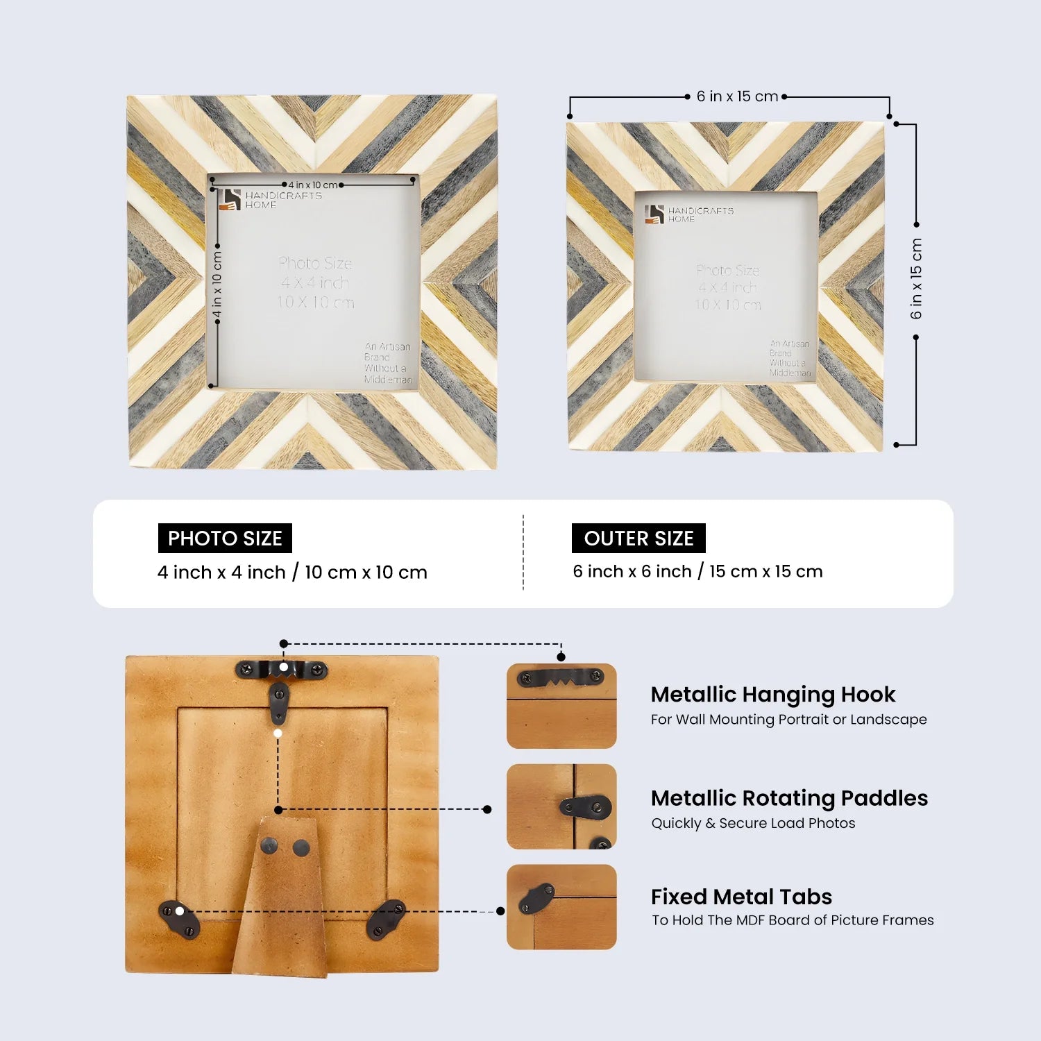 Hypno Daze Pattern Wood & Resin Inlay Handcrafted Picture Frames