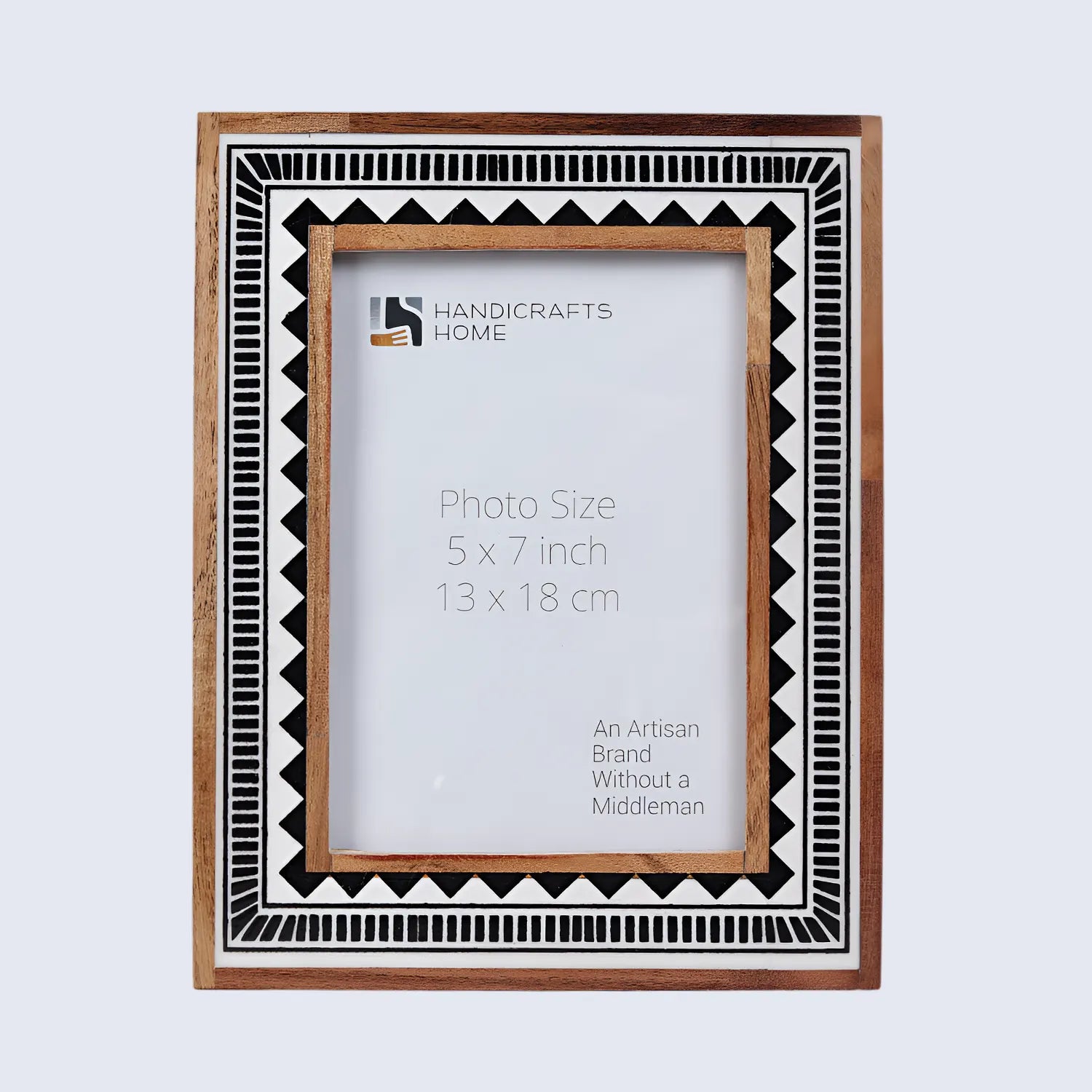 Wood & Resin Inlay Handmade Black & White Geometric Picture Frame
