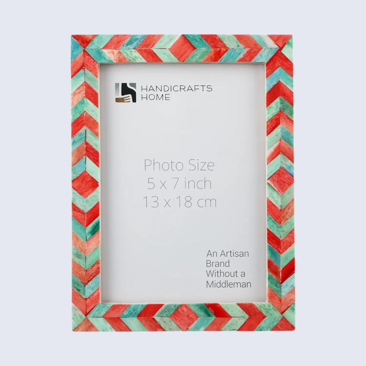 Mosaic Chevron Resin Inlay Frame - Green & Red