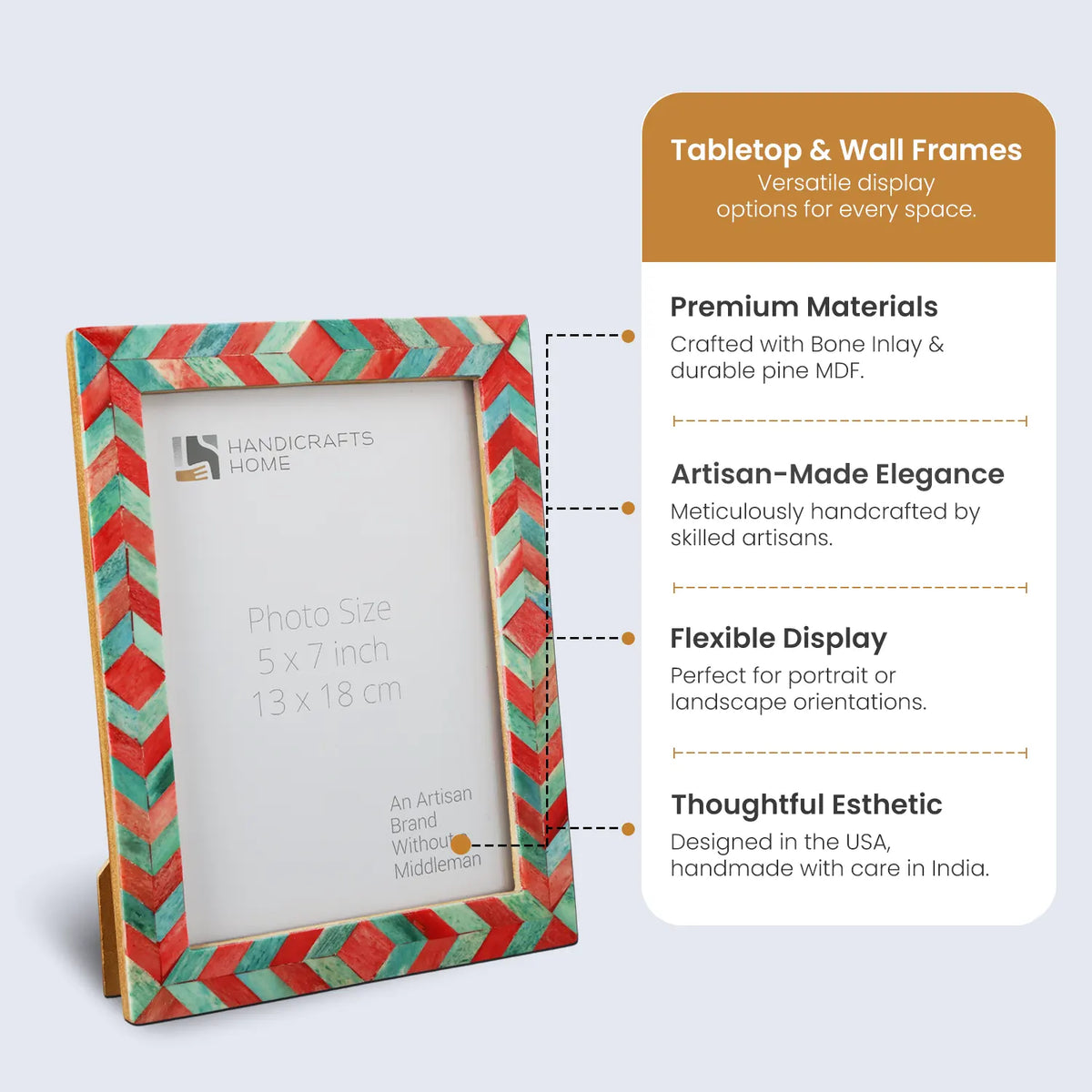 Mosaic Chevron Resin Inlay Frame - Green & Red