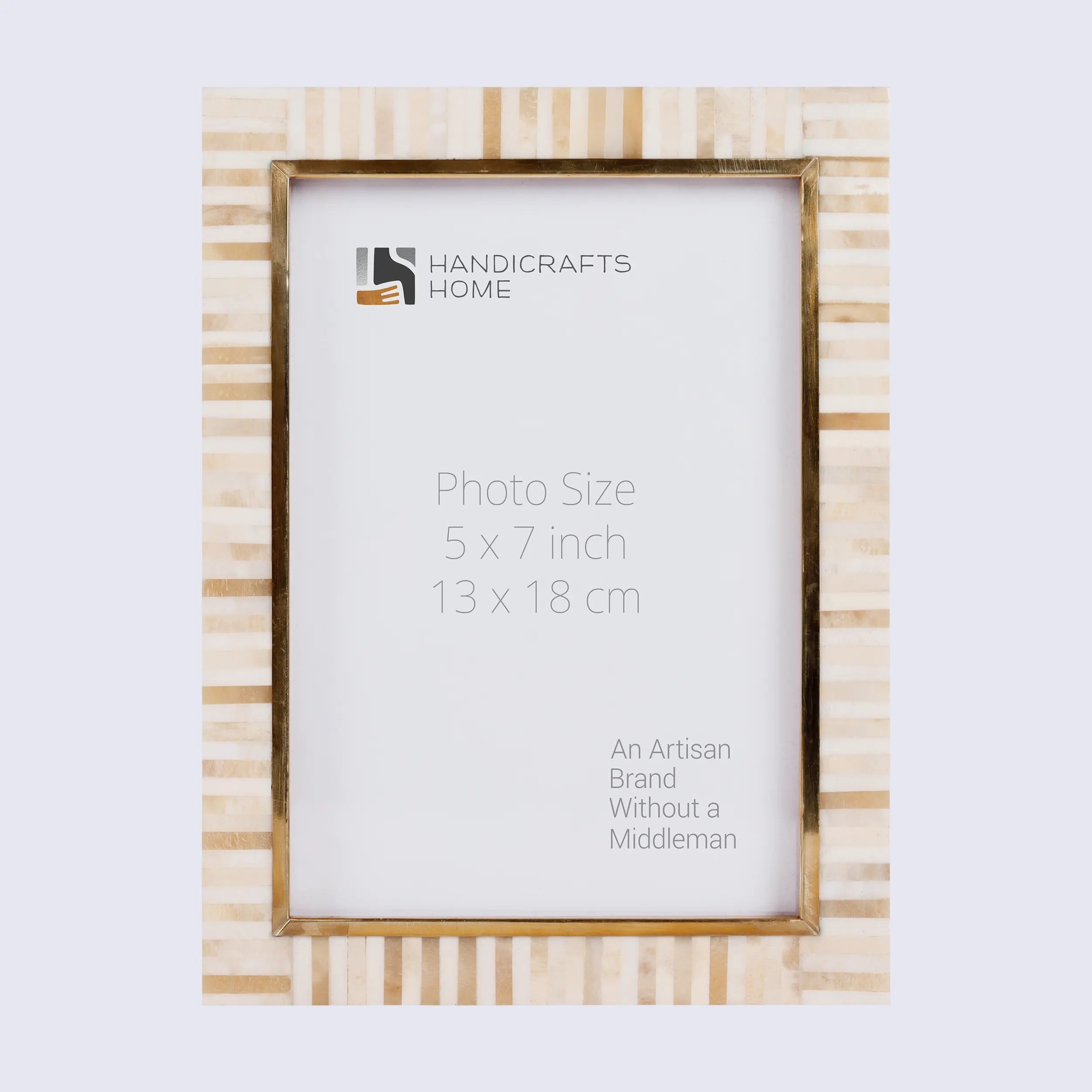 Handmade Bone Inlay and Brass Picture Frame