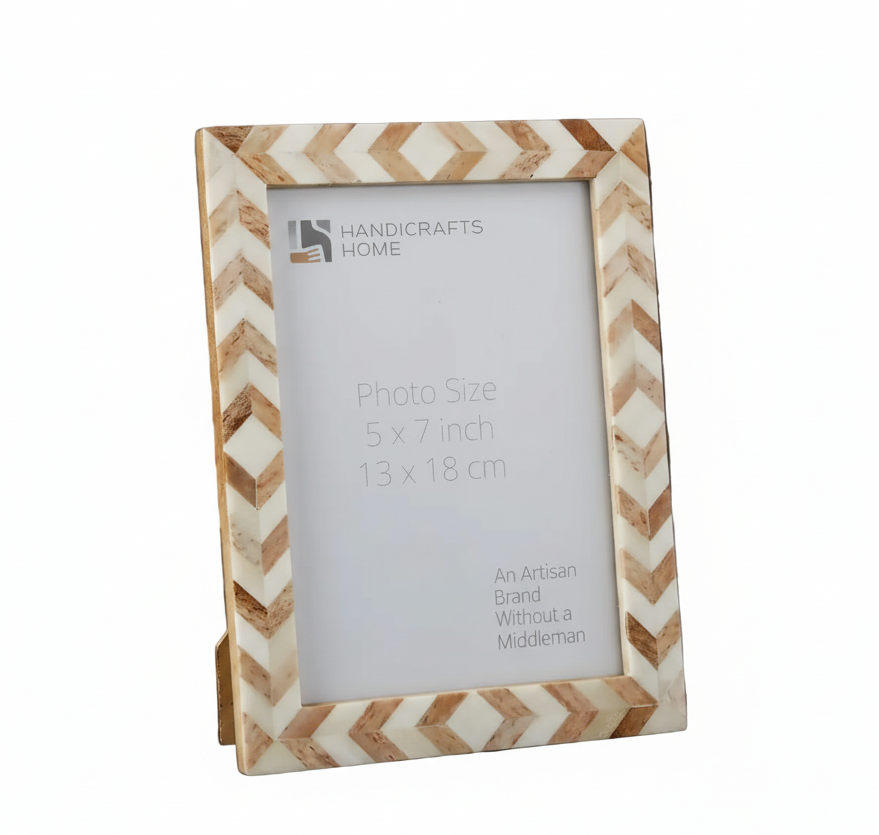 Picture Frame Taj Pattern Bone Inlay Brown/Ivory