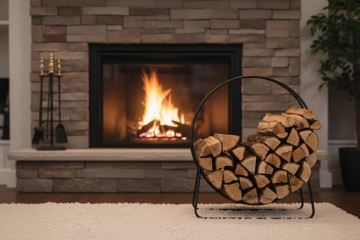 Round Circular 40-inch Steel Hoop Firewood Log Storage Rack