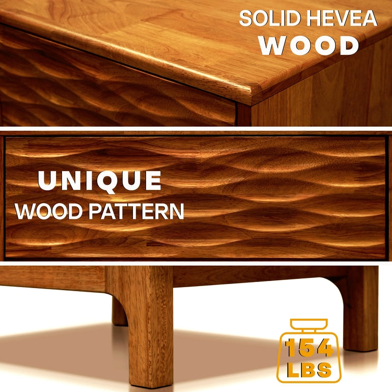 Elara Acacia Nightstand with 2 Drawers - Walnut, Caramel, Oak