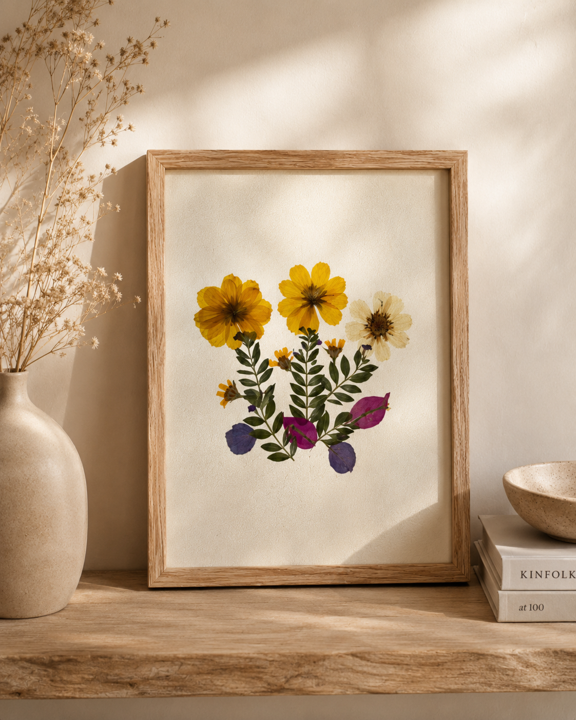 Hand-Pressed Flowers Wall Art - 8x10