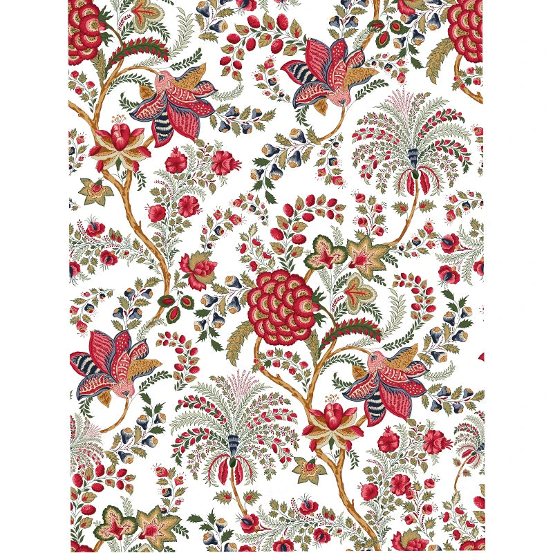 Vintage Floral Peel & Stick Wallpaper in Red