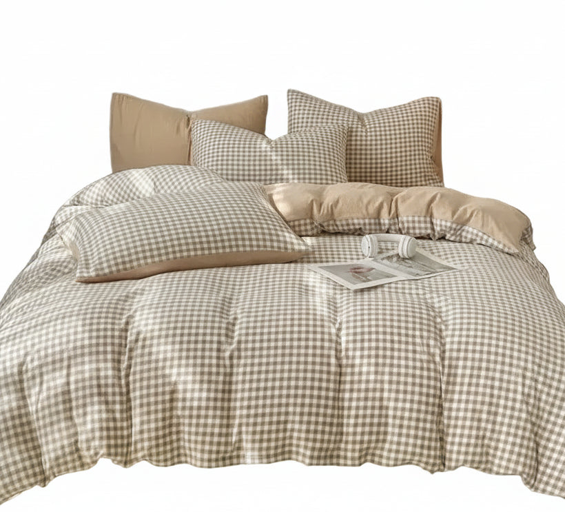 Gingham Duvet Cover Sets - Soft Washed Quilt Cover & Pillowcase Sets - Multiple Colors & Sizes