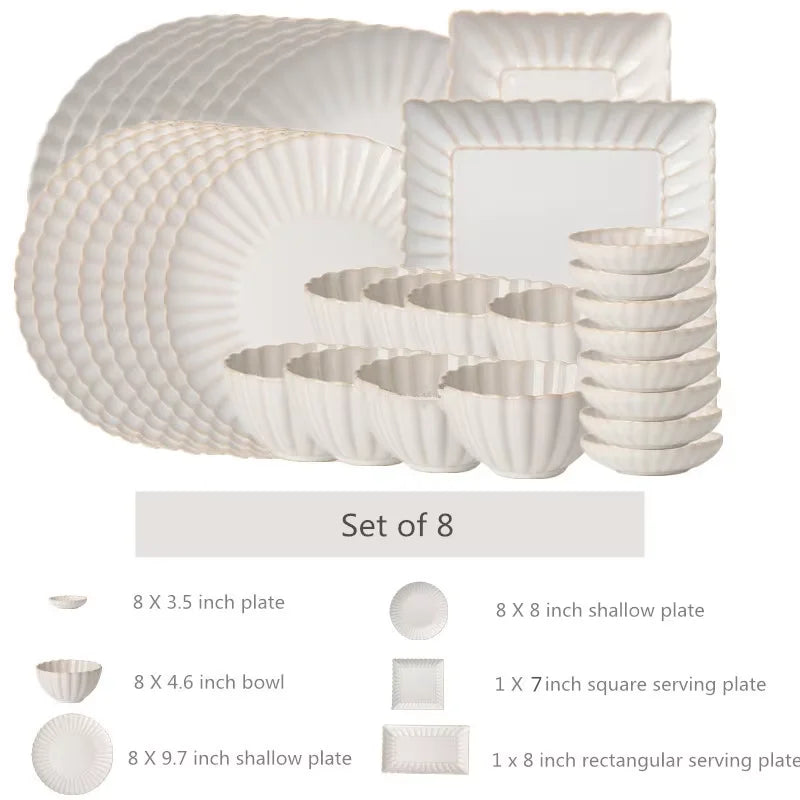 Scalloped Edge Dinnerware in Antique Ivory