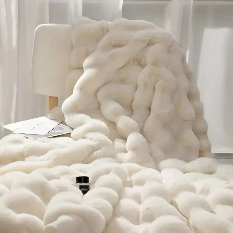 Super Soft Imitation Rabbit Fur Blankets & Pillow Covers