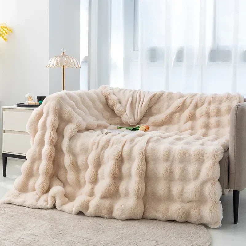 Super Soft Imitation Rabbit Fur Blankets & Pillow Covers