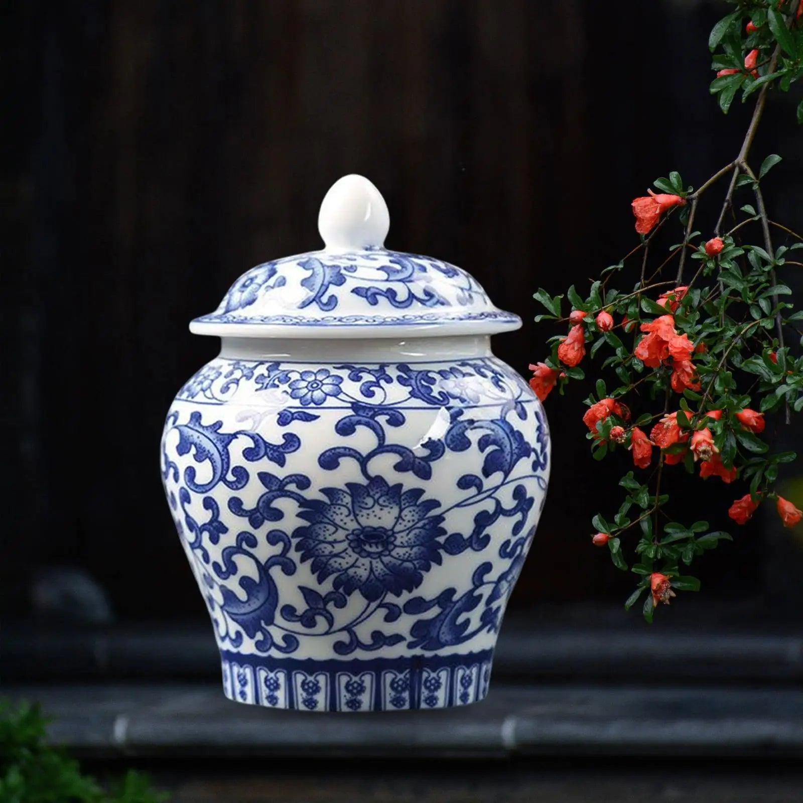 Chinoiserie Blue & White Porcelain Ginger Jar