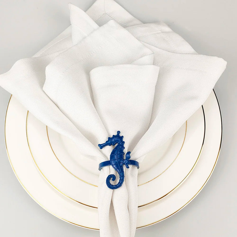 6 PCS Nautical Napkin Rings - Blue/Silver/Gold